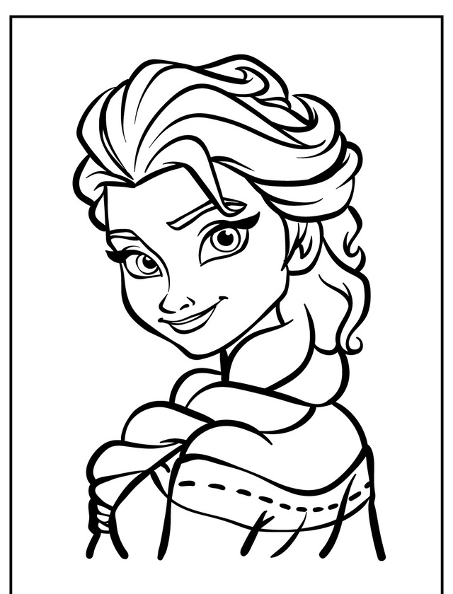 Ở tranh công chúa elsa tô màu này bạn sẽ bắt gặp hình ảnh Elsa đang mỉm cười,